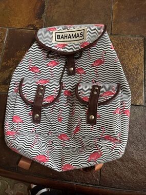BAHAMAS Flamingo Canvas Backpack - Pink & Black